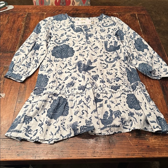 Bindu Blue and White Patterned Dress. Size Small. - Picture 8 of 9